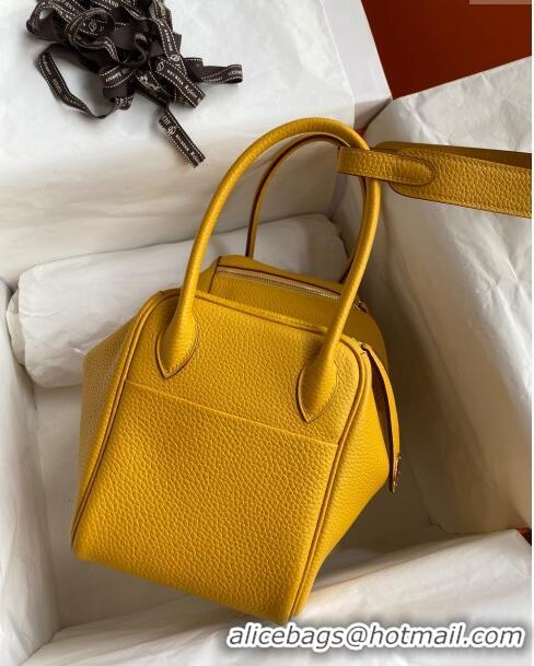 Well Crafted Hermes Lindy 26/30 Bag in Original Taurillon Clemence Leather H1501 Amber Yellow/Gold 2024 (Full Handmade)