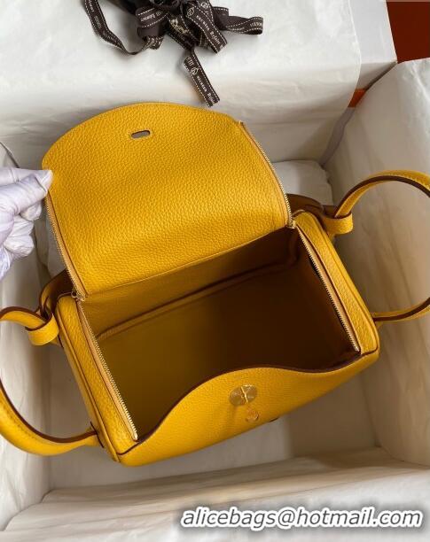 Well Crafted Hermes Lindy 26/30 Bag in Original Taurillon Clemence Leather H1501 Amber Yellow/Gold 2024 (Full Handmade)