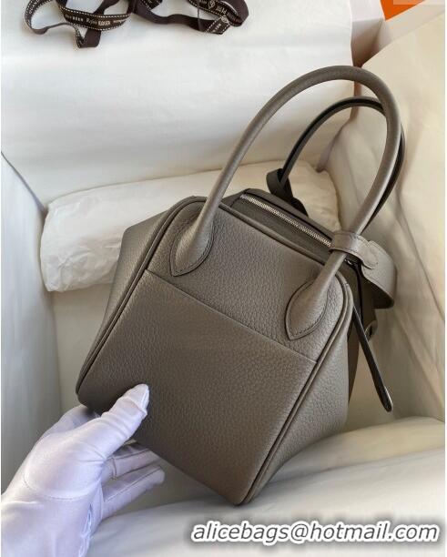 Pretty Style Hermes Lindy 26/30 Bag in Original Taurillon Clemence Leather H1501 Tinware Grey/Silver 2024 (Full Handmade