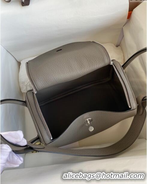 Pretty Style Hermes Lindy 26/30 Bag in Original Taurillon Clemence Leather H1501 Tinware Grey/Silver 2024 (Full Handmade