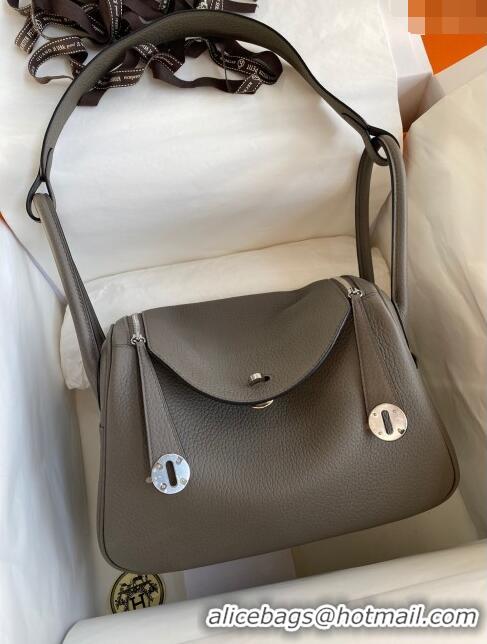 Pretty Style Hermes Lindy 26/30 Bag in Original Taurillon Clemence Leather H1501 Tinware Grey/Silver 2024 (Full Handmade