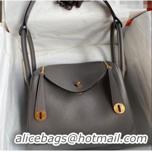 Well Crafted Hermes Lindy 26/30 Bag in Original Taurillon Clemence Leather H1501 Tinware Grey/Gold 2024 (Full Handmade)