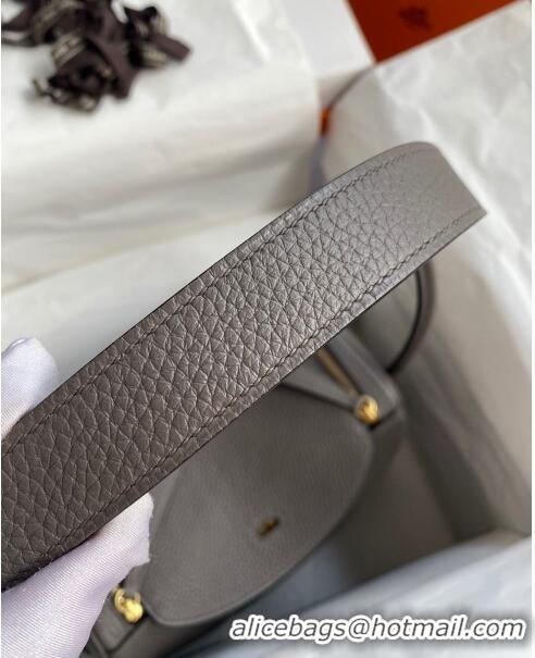 Well Crafted Hermes Lindy 26/30 Bag in Original Taurillon Clemence Leather H1501 Tinware Grey/Gold 2024 (Full Handmade)