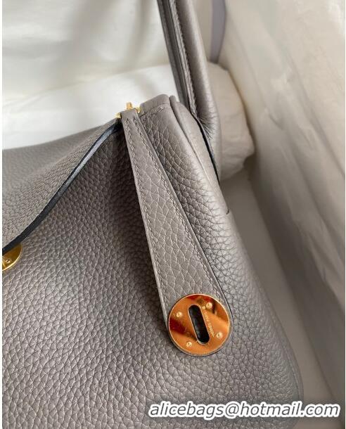 Well Crafted Hermes Lindy 26/30 Bag in Original Taurillon Clemence Leather H1501 Tinware Grey/Gold 2024 (Full Handmade)