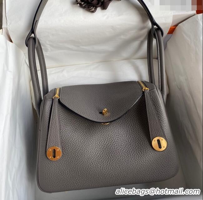 Well Crafted Hermes Lindy 26/30 Bag in Original Taurillon Clemence Leather H1501 Tinware Grey/Gold 2024 (Full Handmade)