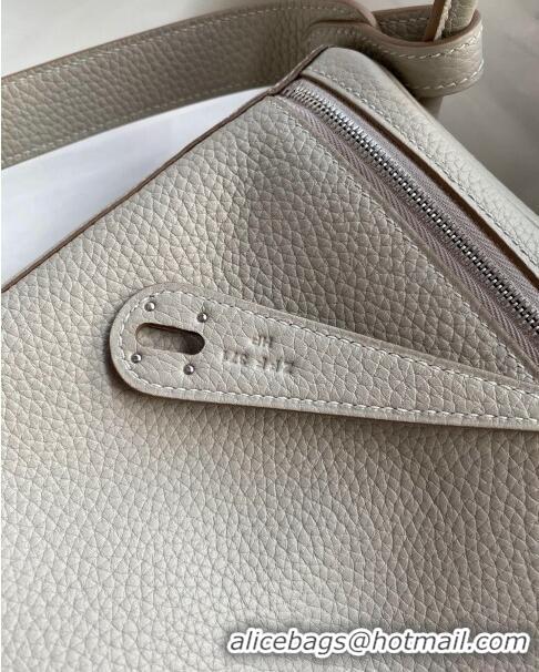 Unique Grade Hermes Lindy 26/30 Bag in Original Taurillon Clemence Leather Glacier H1501 White/Silver 2024 (Full Handmad