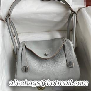 Shop Promotional Hermes Lindy 26/30 Bag in Original Taurillon Clemence Leather Glacier H1501 Glacier Grey/Silver 2024 (F