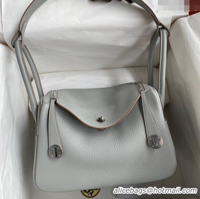 Shop Promotional Hermes Lindy 26/30 Bag in Original Taurillon Clemence Leather Glacier H1501 Glacier Grey/Silver 2024 (F