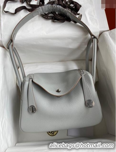 Shop Promotional Hermes Lindy 26/30 Bag in Original Taurillon Clemence Leather Glacier H1501 Glacier Grey/Silver 2024 (F