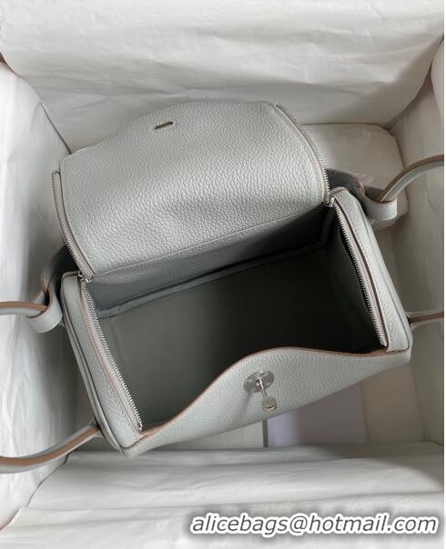 Shop Promotional Hermes Lindy 26/30 Bag in Original Taurillon Clemence Leather Glacier H1501 Glacier Grey/Silver 2024 (F