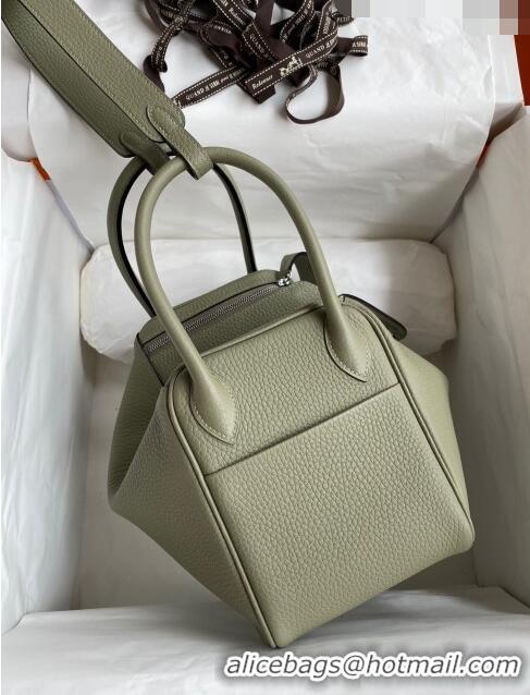 Discount Hermes Lindy 26/30 Bag in Original Taurillon Clemence Leather Glacier H1501 Sage Green/Silver 2024 (Full Handma