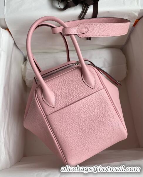 Top Design Hermes Lindy 26/30 Bag in Original Taurillon Clemence Leather Glacier H1501 3Q Pink/Silver 2024 (Full Handmad