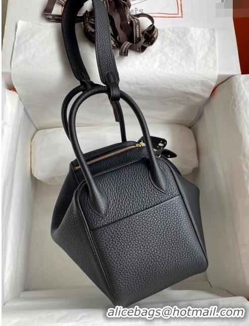 Buy Cheap Hermes Lindy 26/30 Bag in Original Taurillon Clemence Leather H1501 Black/Gold 2024(Full Handmade)