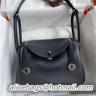 Traditional Specials Hermes Lindy 26/30 Bag in Original Taurillon Clemence Leather H1501 Black/Silver 2024(Full Handmade