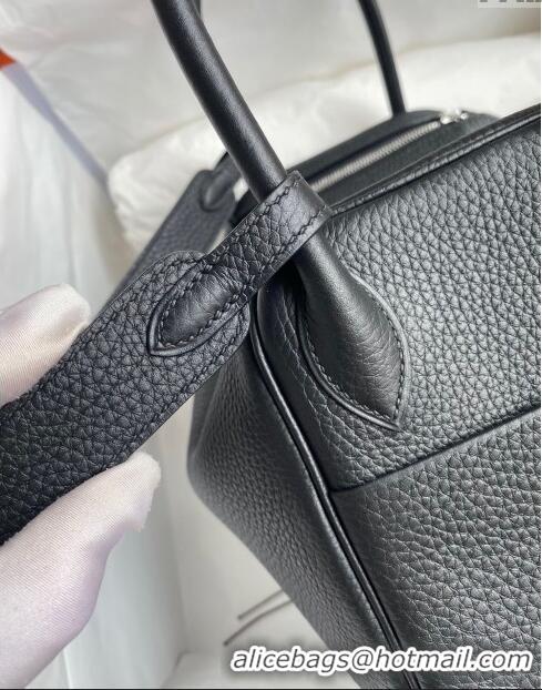 Traditional Specials Hermes Lindy 26/30 Bag in Original Taurillon Clemence Leather H1501 Black/Silver 2024(Full Handmade