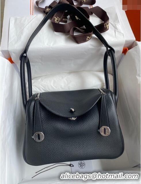 Traditional Specials Hermes Lindy 26/30 Bag in Original Taurillon Clemence Leather H1501 Black/Silver 2024(Full Handmade