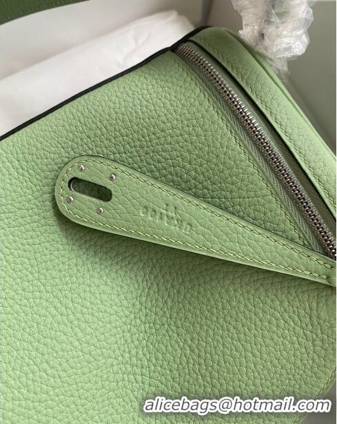 Shop Grade Hermes Lindy 26/30 Bag in Original Taurillon Clemence Leather H1501 Avocado Green/Silver 2024 (Full Handmade)