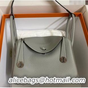 Most Popular  Hermes Lindy 26/30 Bag in Original Taurillon Clemence Leather H1501 Seagull Grey/Silver 2024 (Full Handmad