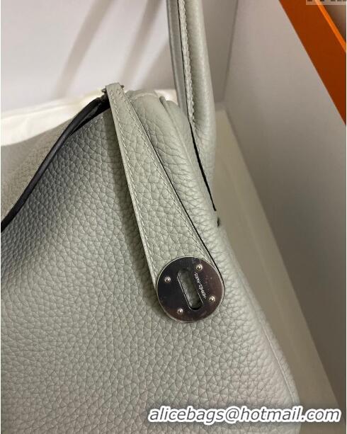 Most Popular  Hermes Lindy 26/30 Bag in Original Taurillon Clemence Leather H1501 Seagull Grey/Silver 2024 (Full Handmad