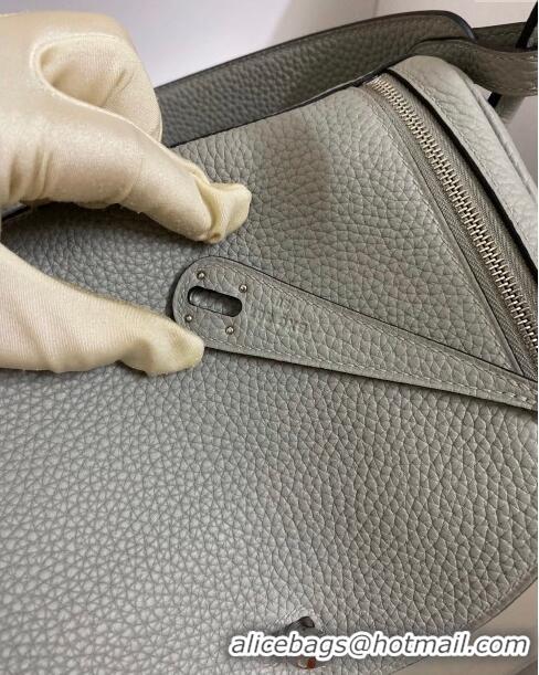 Most Popular  Hermes Lindy 26/30 Bag in Original Taurillon Clemence Leather H1501 Seagull Grey/Silver 2024 (Full Handmad