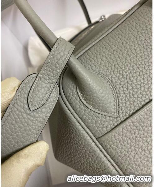 Most Popular  Hermes Lindy 26/30 Bag in Original Taurillon Clemence Leather H1501 Seagull Grey/Silver 2024 (Full Handmad