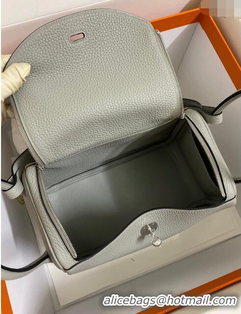 Most Popular  Hermes Lindy 26/30 Bag in Original Taurillon Clemence Leather H1501 Seagull Grey/Silver 2024 (Full Handmad