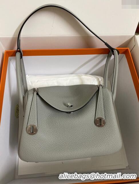 Most Popular  Hermes Lindy 26/30 Bag in Original Taurillon Clemence Leather H1501 Seagull Grey/Silver 2024 (Full Handmad