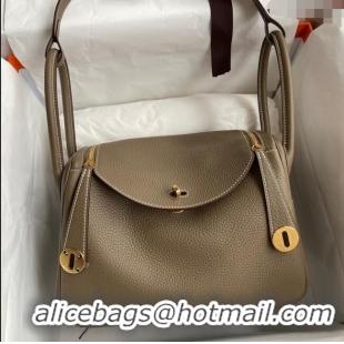 Buy Fashionable Hermes Lindy 26/30 Bag in Original Taurillon Clemence Leather H1501 Etoupe/Gold 2024 (Full Handmade)