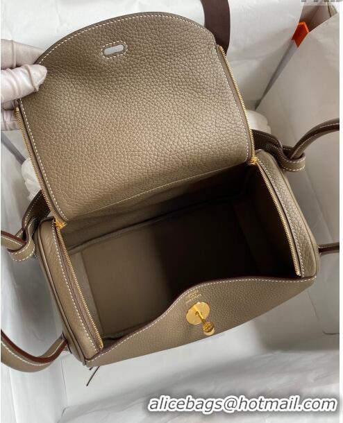 Buy Fashionable Hermes Lindy 26/30 Bag in Original Taurillon Clemence Leather H1501 Etoupe/Gold 2024 (Full Handmade)