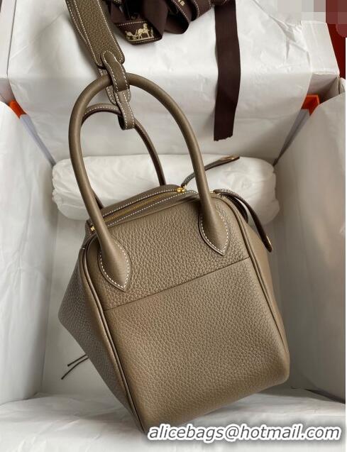 Buy Fashionable Hermes Lindy 26/30 Bag in Original Taurillon Clemence Leather H1501 Etoupe/Gold 2024 (Full Handmade)