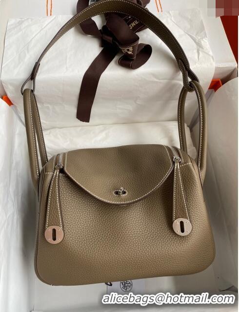 New Fashion Hermes Lindy 26/30 Bag in Original Taurillon Clemence Leather H1501 Etoupe/Silver 2024 (Full Handmade)