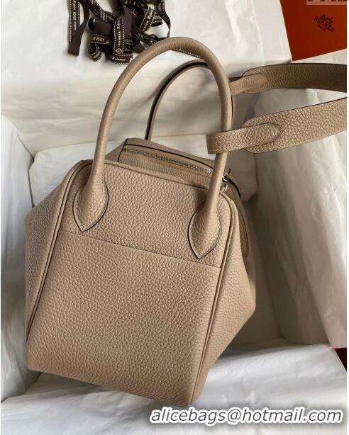 Discount Hermes Lindy 26/30 Bag in Original Taurillon Clemence Leather H1501 Turtledove Grey/Silver 2024 (Full Handmade)