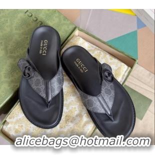 Stylish Gucci Men's GG Canvas Flat Thong Slide Sandals Black 427097