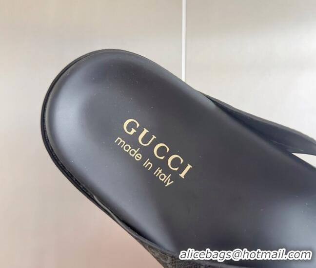 Stylish Gucci Men's GG Canvas Flat Thong Slide Sandals Black 427097