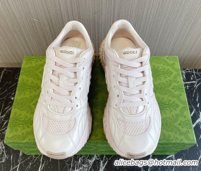 Grade Quality Gucci Ripple Platform Sneakers in Leather Pale Pink 429018