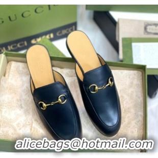 Big Discount Gucci Princetown Leather Flat Slippers 557730 Black 51602