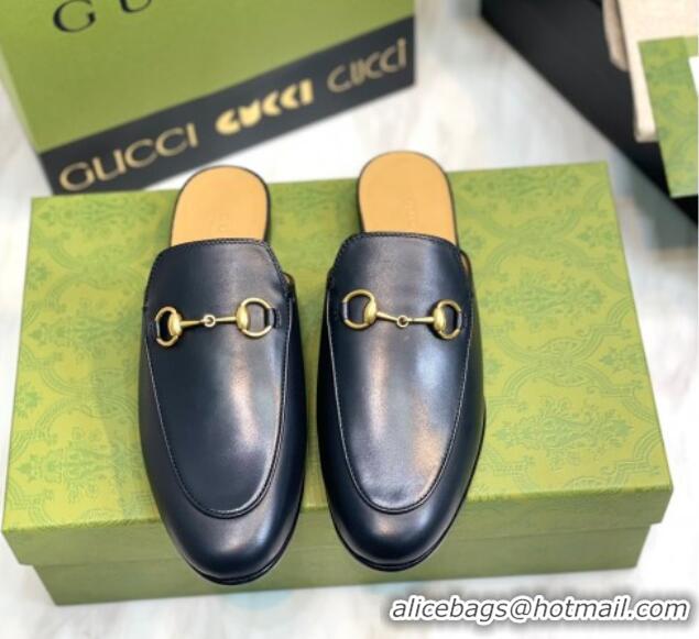 Big Discount Gucci Princetown Leather Flat Slippers 557730 Black 51602