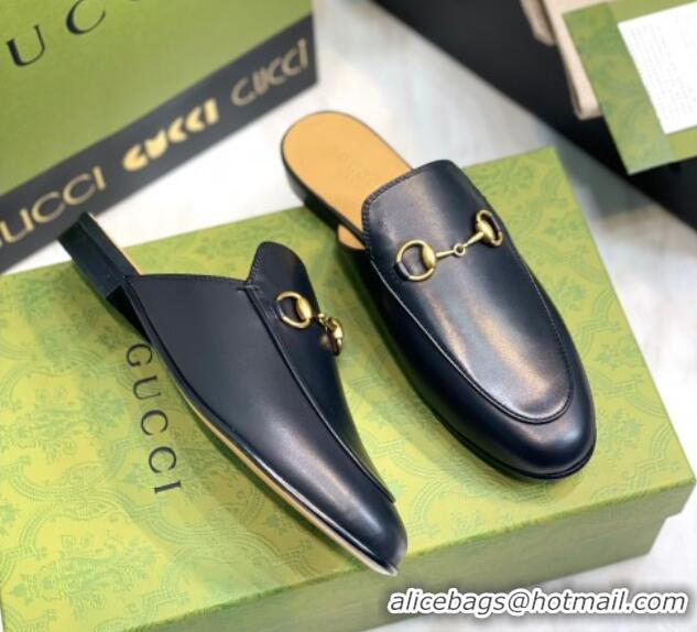 Big Discount Gucci Princetown Leather Flat Slippers 557730 Black 51602