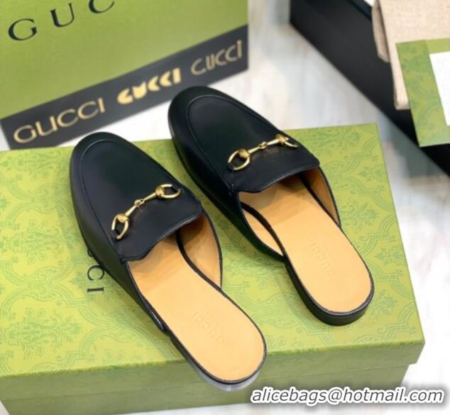 Big Discount Gucci Princetown Leather Flat Slippers 557730 Black 51602