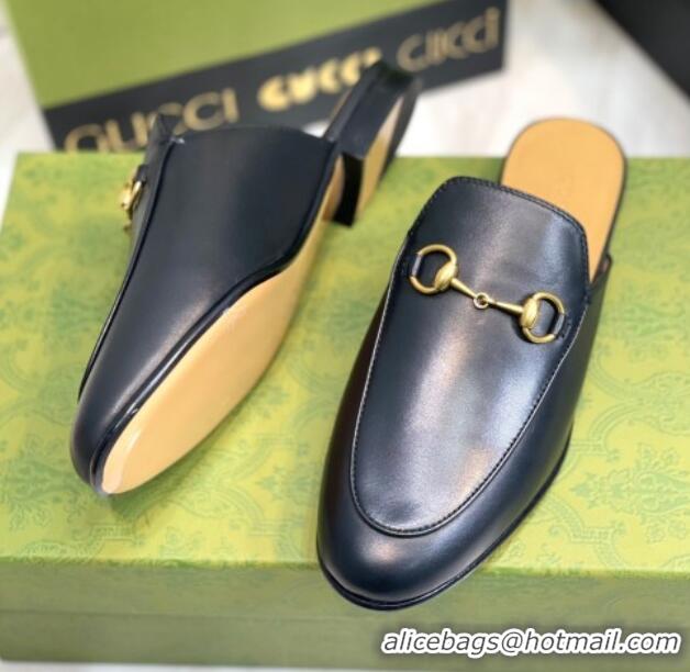 Big Discount Gucci Princetown Leather Flat Slippers 557730 Black 51602