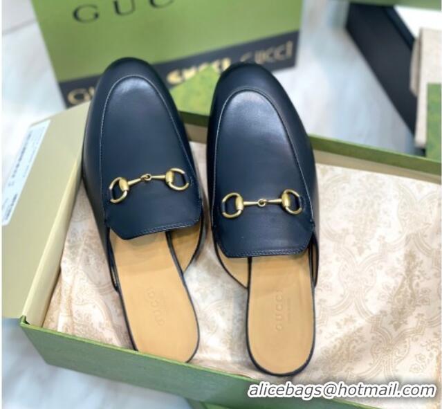 Big Discount Gucci Princetown Leather Flat Slippers 557730 Black 51602