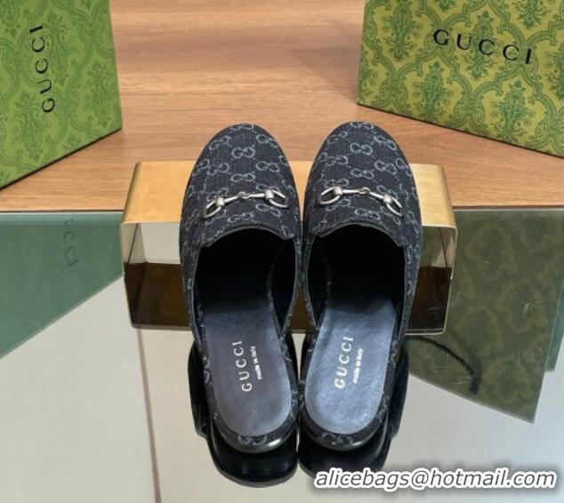 Most Popular Gucci Princetown Flat Slippers in Black GG Denim 051606