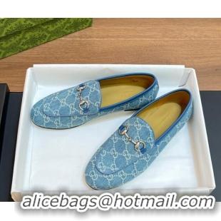 Low Price Gucci Jordaan GG Denim Loafer Light Blue 051607