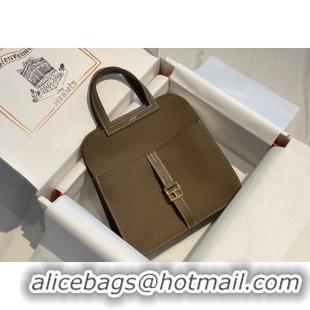 New Design Hermes Halzan Mini 22cm Bag in Togo Calfskin Leather HH2936 Elephant Grey/Gold