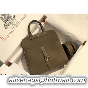 Discount Hermes Halzan 25cm Bag in Togo Calfskin Leather HH2937 Elephant Grey/Gold