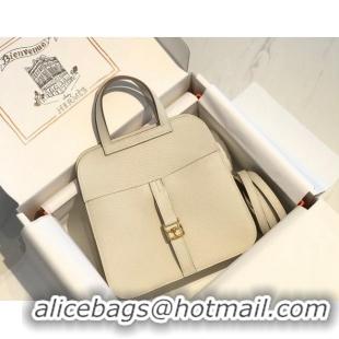 Super Quality Hermes Halzan Mini 22cm Bag in Togo Calfskin Leather HH2936 Milkshake White/Gold