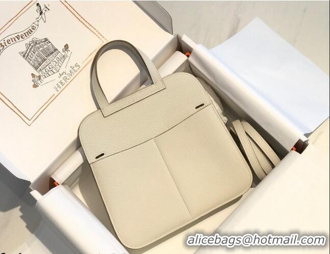 Super Quality Hermes Halzan Mini 22cm Bag in Togo Calfskin Leather HH2936 Milkshake White/Gold