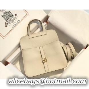 Top Quality Hermes Halzan 25cm Bag in Togo Calfskin Leather HH2937 Milkshake White/Gold