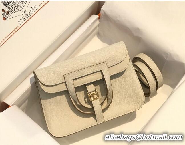 Top Quality Hermes Halzan 25cm Bag in Togo Calfskin Leather HH2937 Milkshake White/Gold