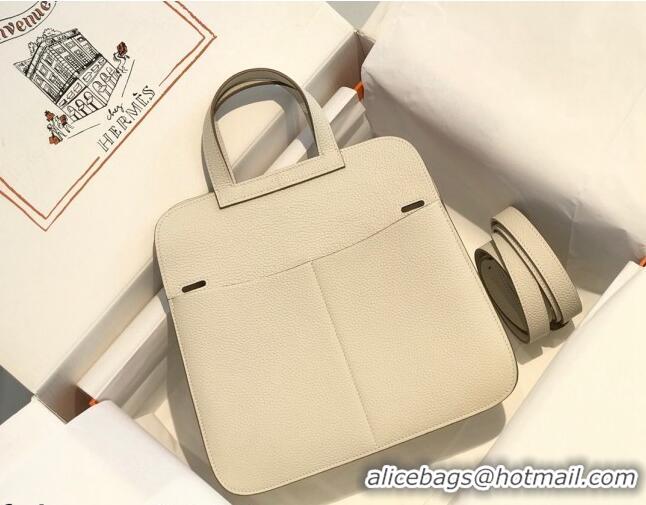 Top Quality Hermes Halzan 25cm Bag in Togo Calfskin Leather HH2937 Milkshake White/Gold